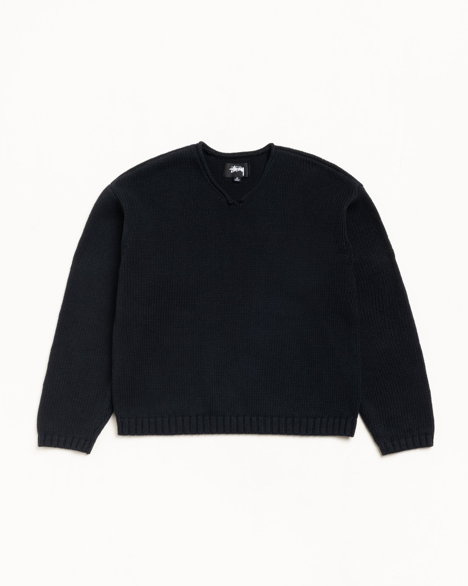 Roll V Neck Sweater – Black | Tops & Knits | Stüssy Japan
