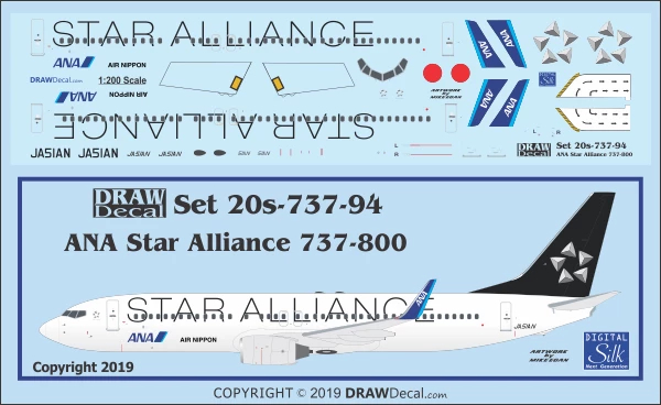 Boeing 737-800 - ANA Star Alliance Draw Decal -20-737-94