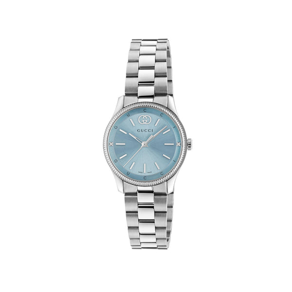 Gucci G-Timeless Ice Blue Dial on Steel Bracelet - 29mm
