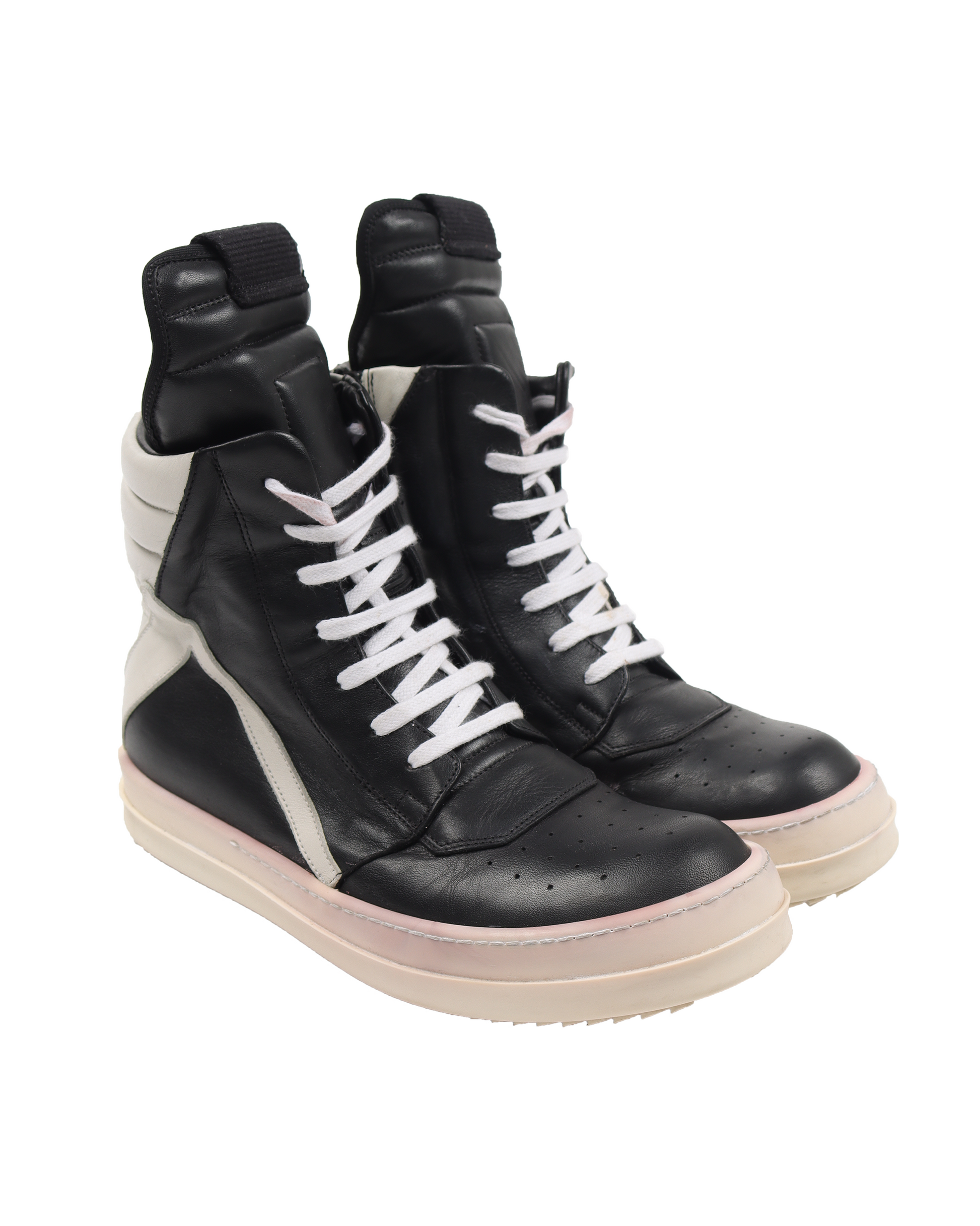 Rick Owens Black & Off-White Geobasket High Sneakers – Justin Reed