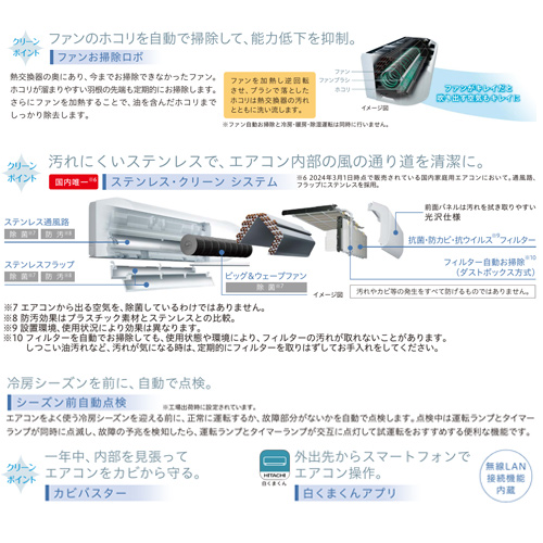 RAS-ZJ22R(W)+RAC-ZJ22R｜日立ルームエアコン[ZJシリーズ][100V]