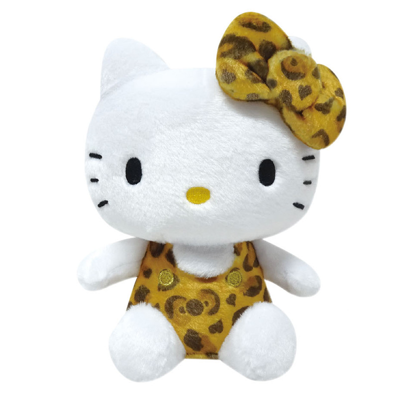 お座りぬいぐるみ｜ハローキティ（ヒョウ柄シリーズ） [ブラウン