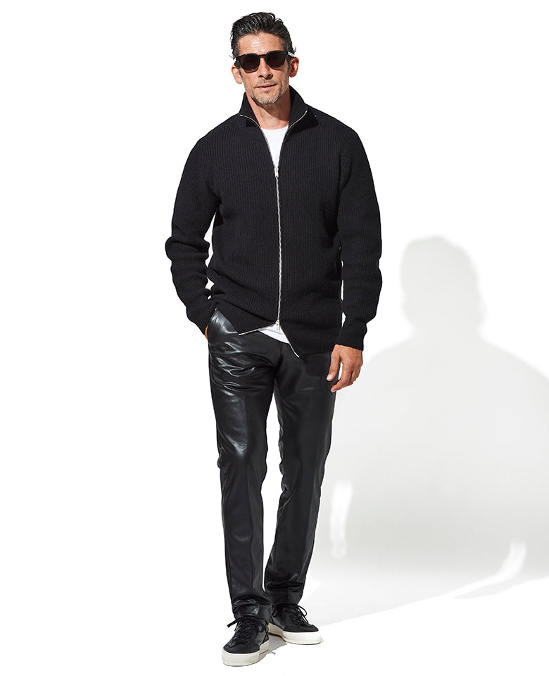 ジップアップ スタンドカラー ニット – 買えるLEON