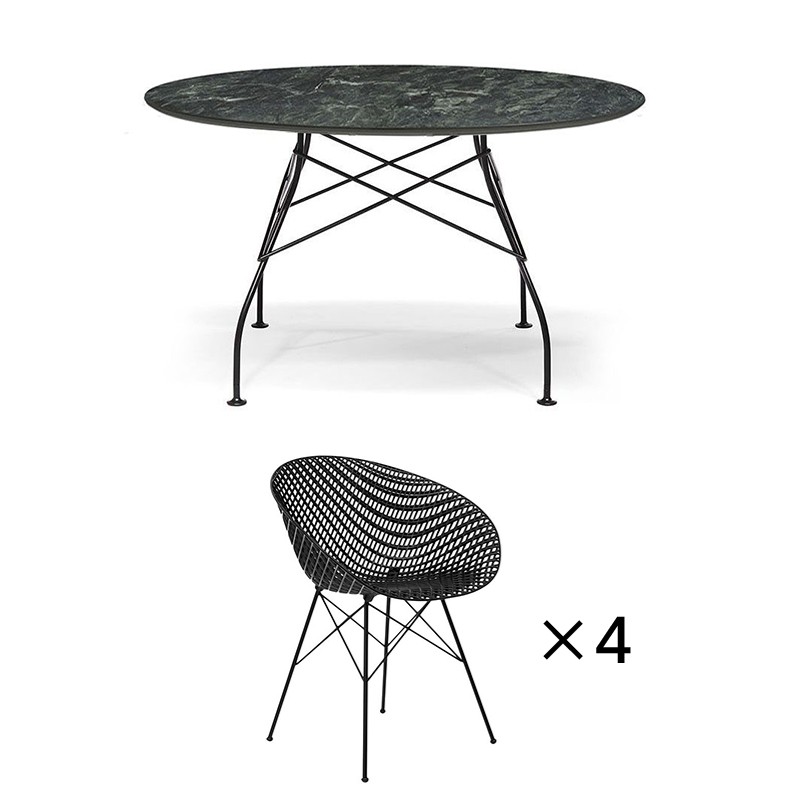 特別価格】グロッシーテーブルセット トップ グリーン/フレーム