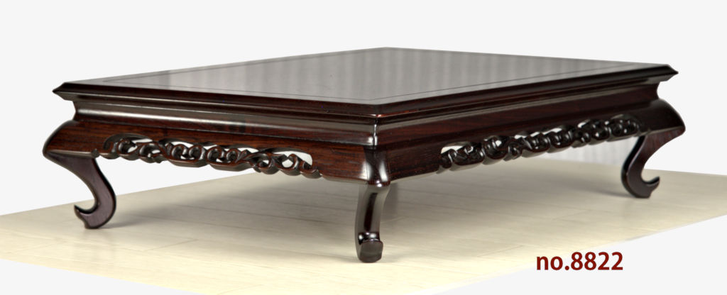 花台: 紫檀 柊谷作 唐草彫り 1.6尺 平台 大阪唐木指物 no.8822 / 唐木