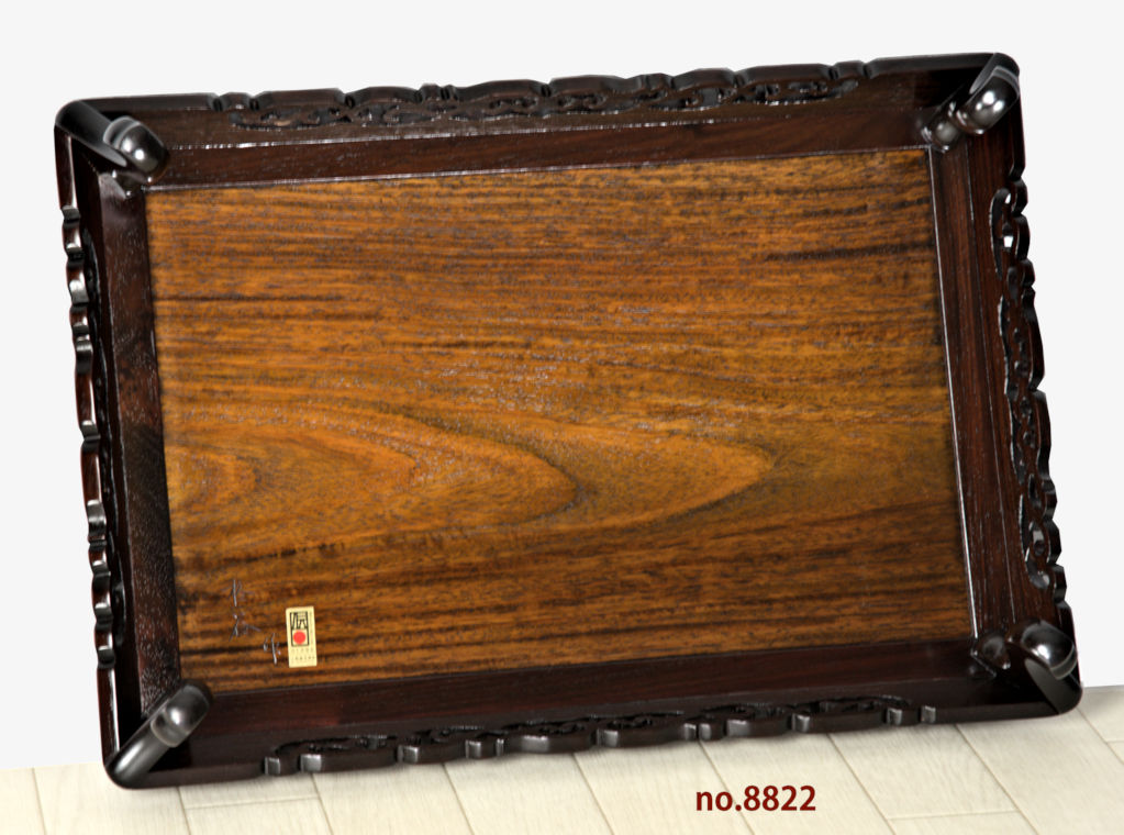 花台: 紫檀 柊谷作 唐草彫り 1.6尺 平台 大阪唐木指物 no.8822 / 唐木