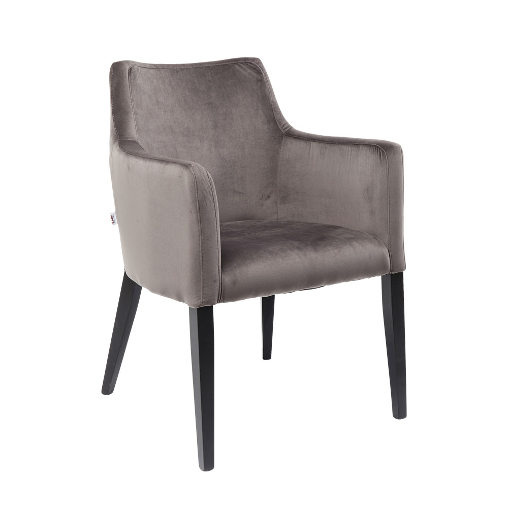 ブラック モードベルベットグレー アームチェア - ダイニングチェアの