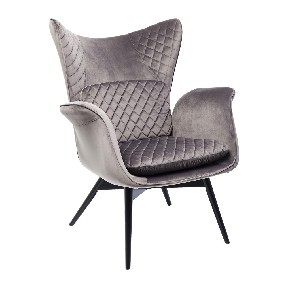 廃番】チューダー ベルベット シルバーグレー アームチェア - 1人掛け