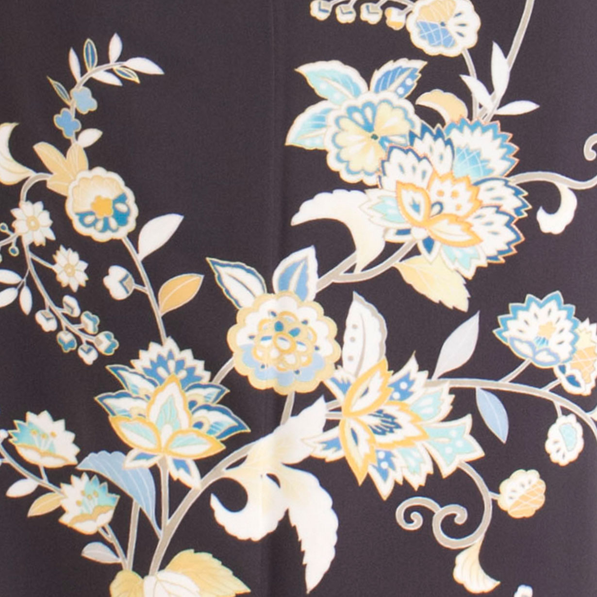 訪問着レンタル| 濃紺地に唐花文様の訪問着(袷) | 宅配着物レンタルの