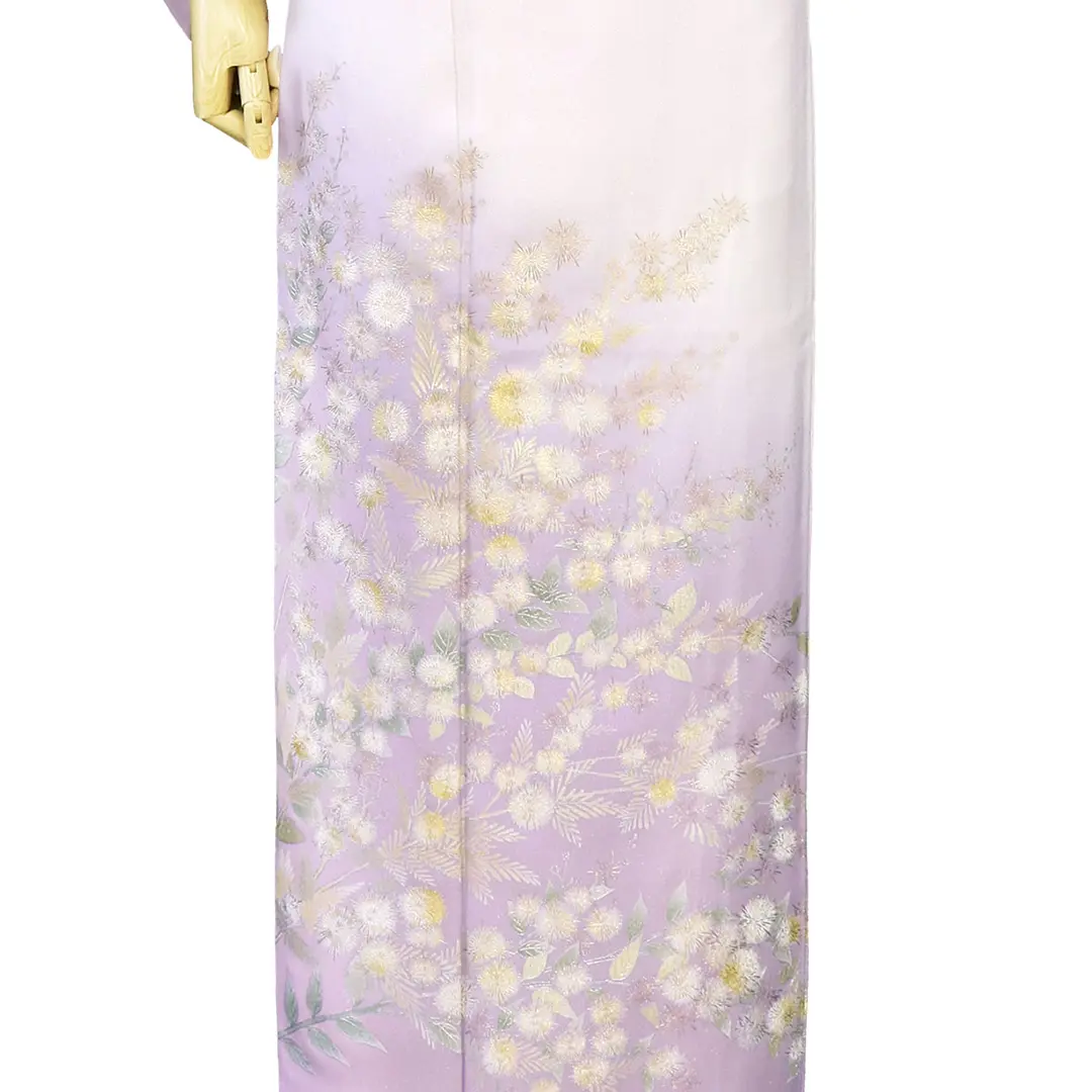 和田光正・金彩友禅】藤色のぼかしに花々の訪問着（袷） | 宅配着物