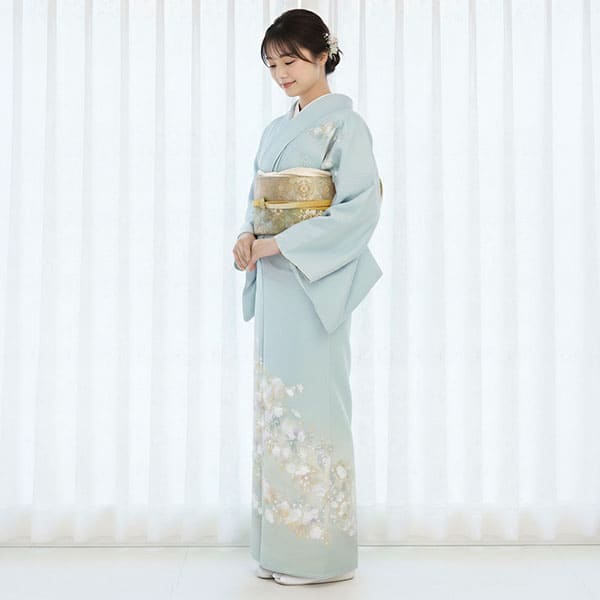 金彩友禅】水色地に辻が花の訪問着（袷） | 宅配着物レンタルの京都か