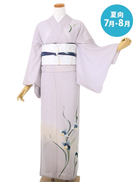 紫色地に菖蒲の訪問着(絽) | 宅配着物レンタルの京都かしきもの