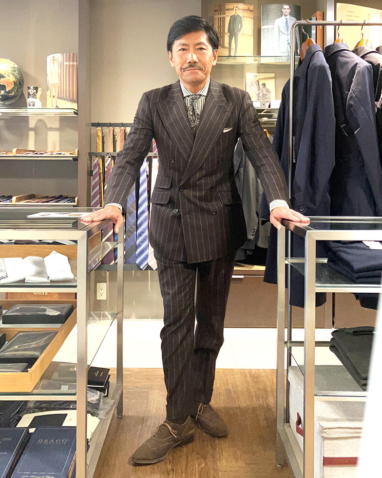 ダブルブレストブラウンストライプ たまプラーザ店 貫雅一 | オーダー