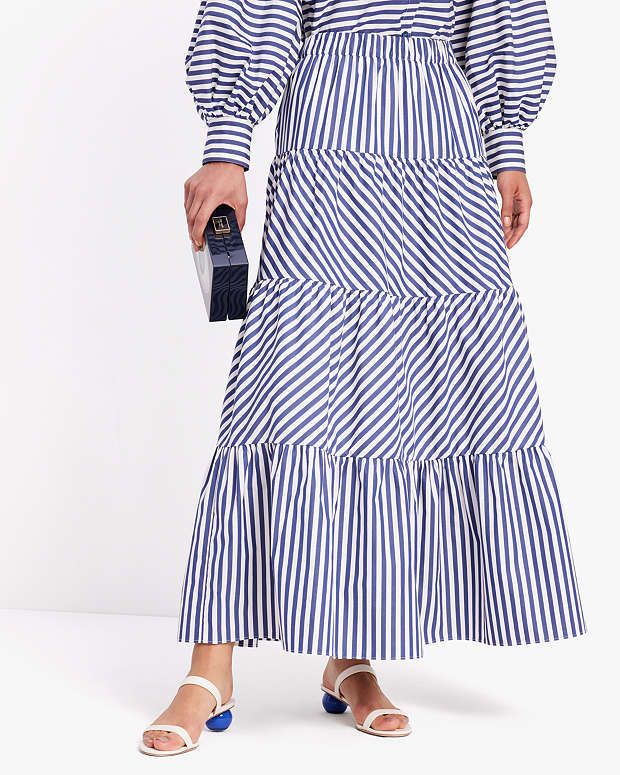 ビーチ パーティー ストライプ ティアード ミディ スカート | ウェア