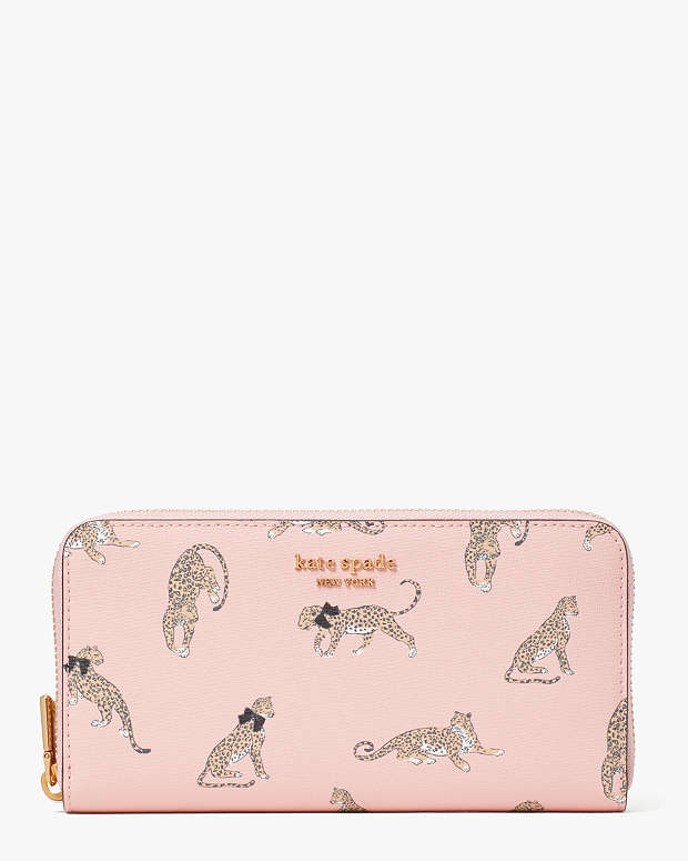 モーガン レオパード ジップ アラウンド コンチネンタル ウォレット