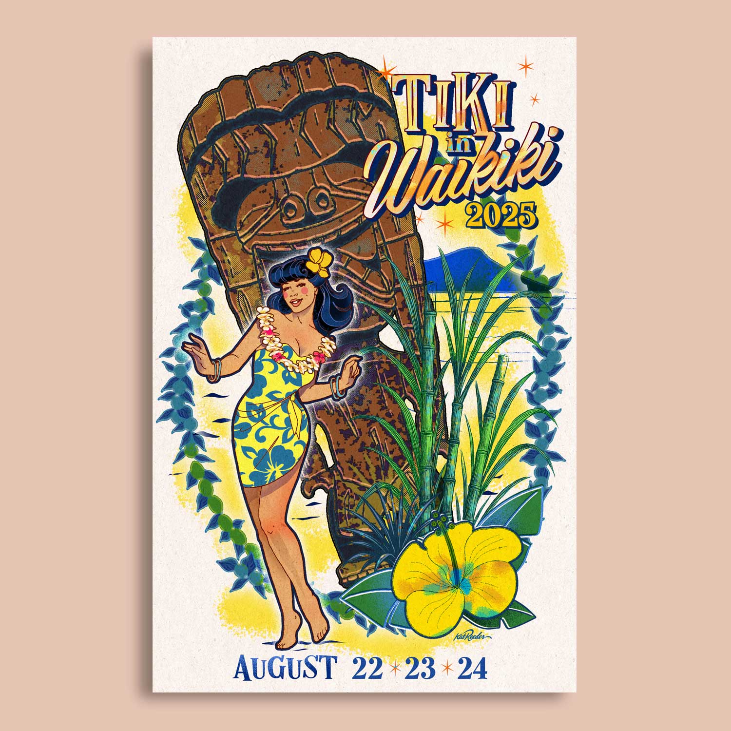 ユナイテッド航空 ハワイ ビンテージ ポスター オリジナル Tiki