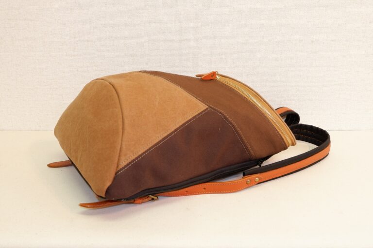 さるぼぼリュック 帆布 ブラウン×ベージュ×柿渋 | 河本商店 京都