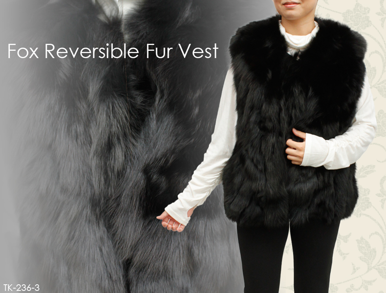 毛皮ベストメンズ ファーベスト リバーシブル ブルーFOX ファーベスト