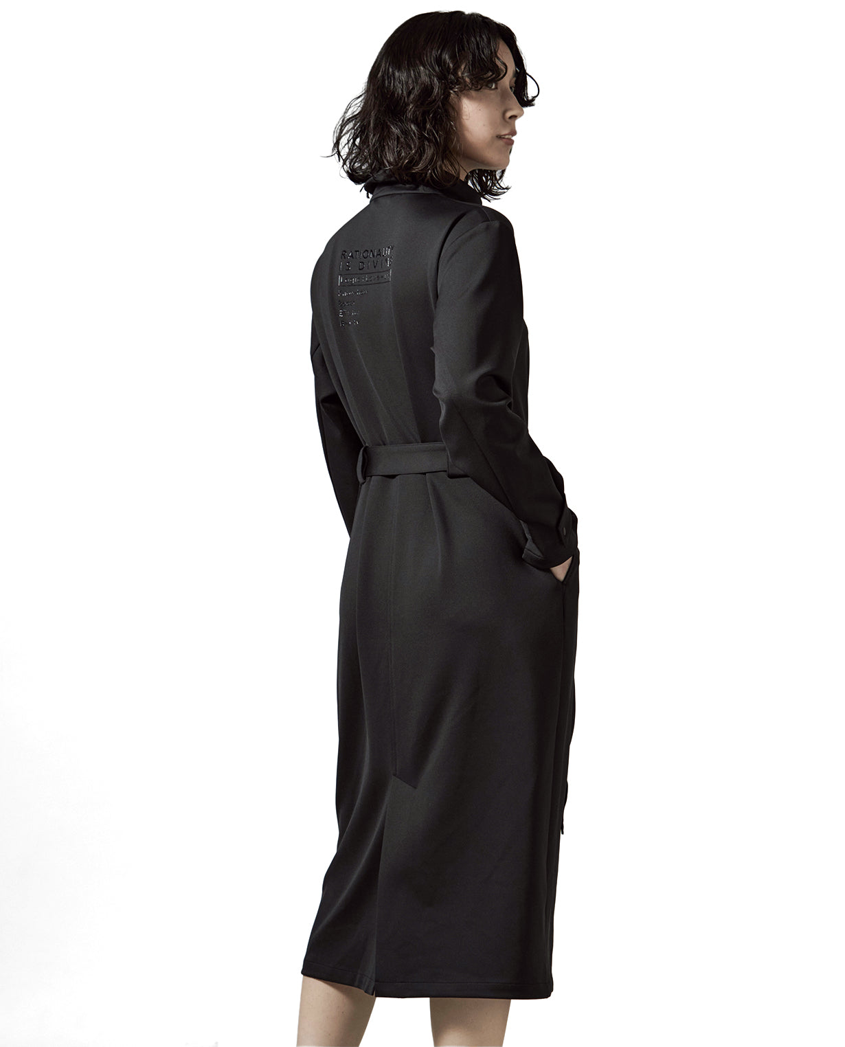 0202_D ダンボールニット ベルト付きZIP UPワンピース (ブラック) – K