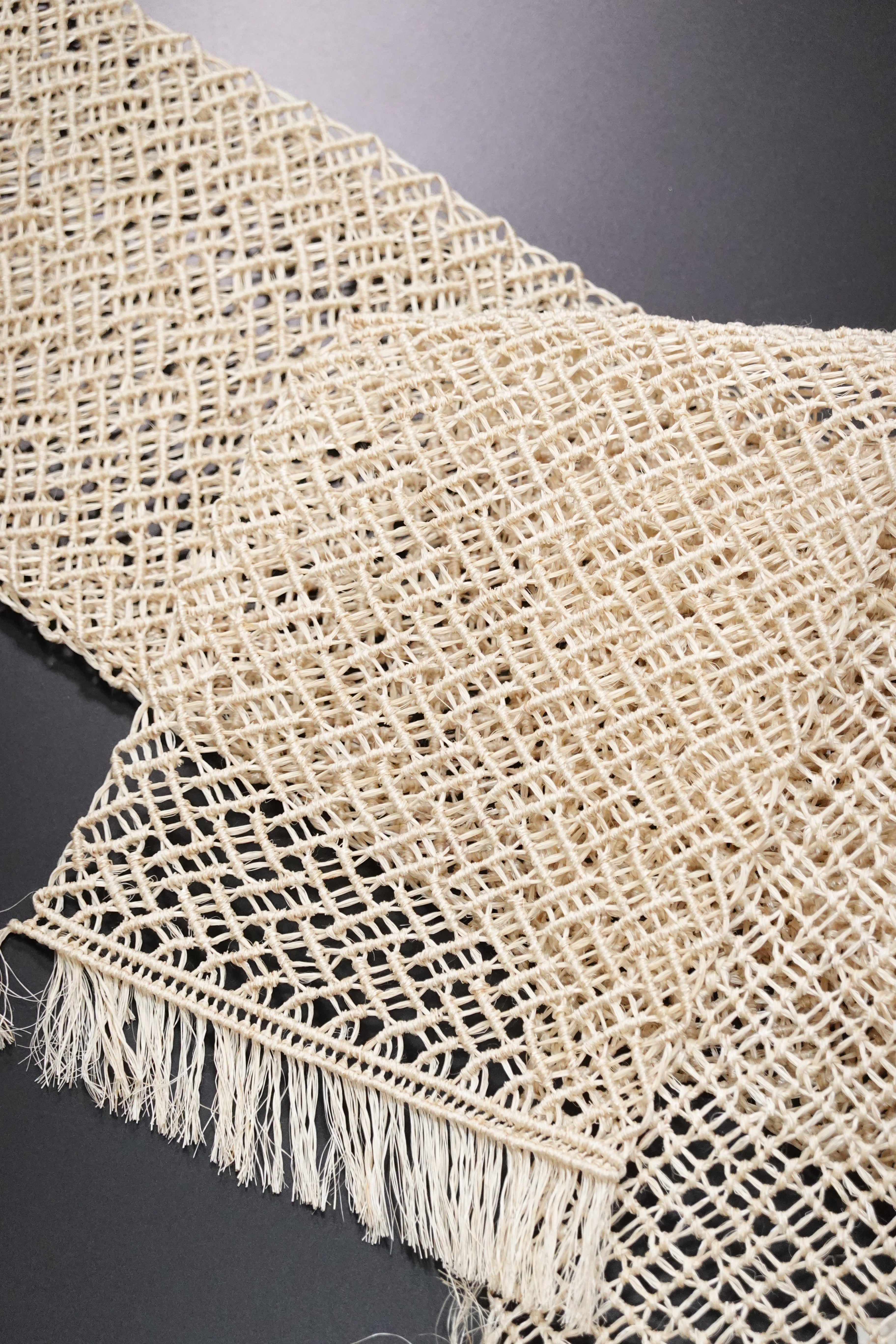 誉田屋源兵衛】 半巾帯 芭蕉紗綾形 生成り – きものKUREHA