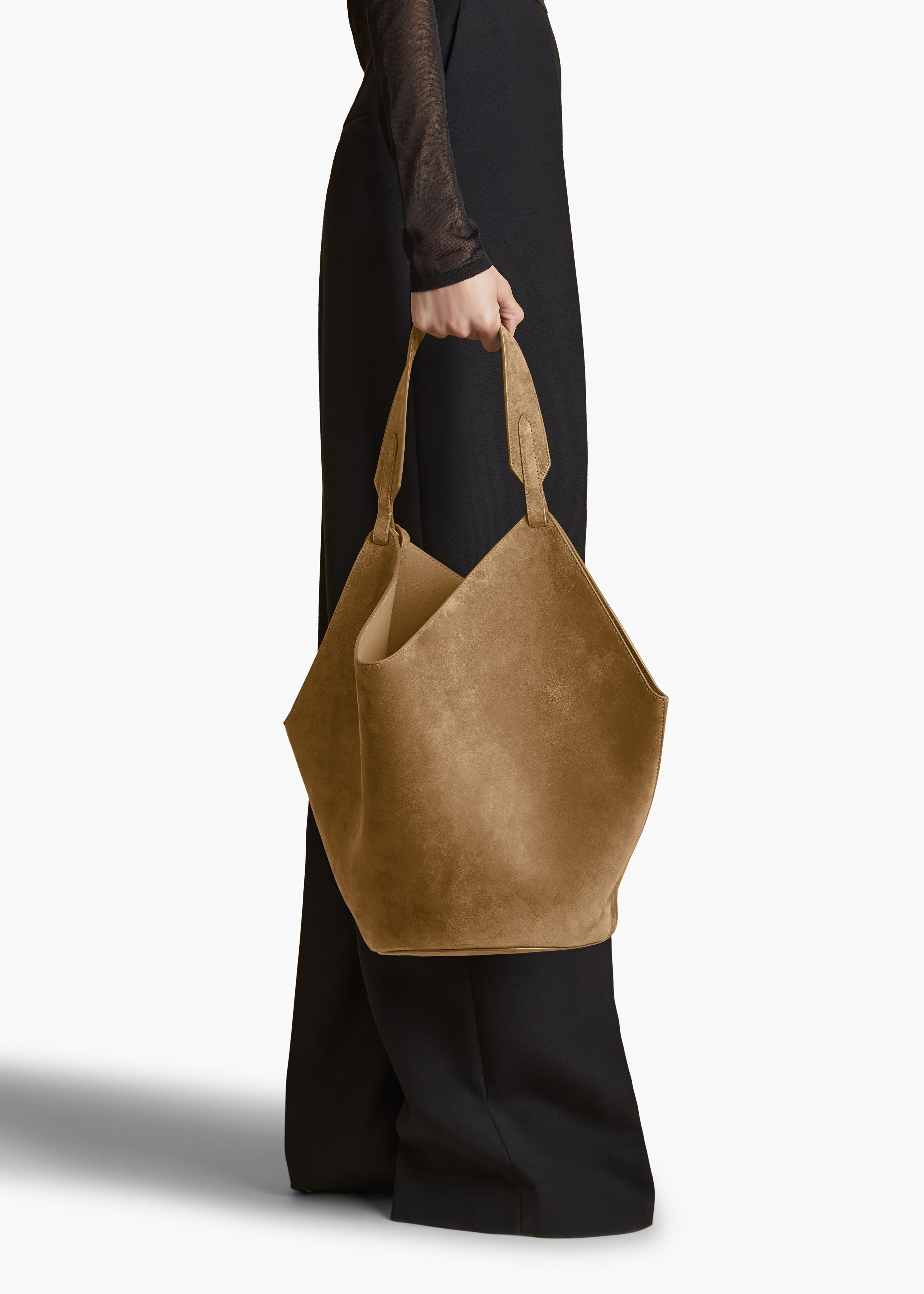 Medium Lotus Tote in Mud Suede – KHAITE