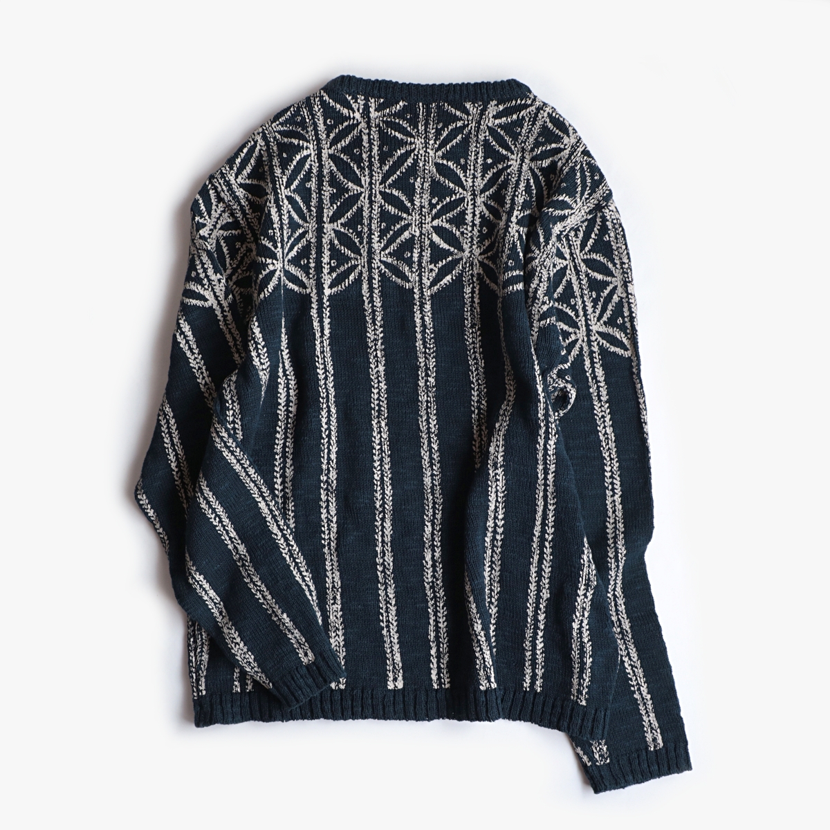 KENZO HOMME 顔料染 ペイント ボタニカル柄 コットン ニット USED 古着