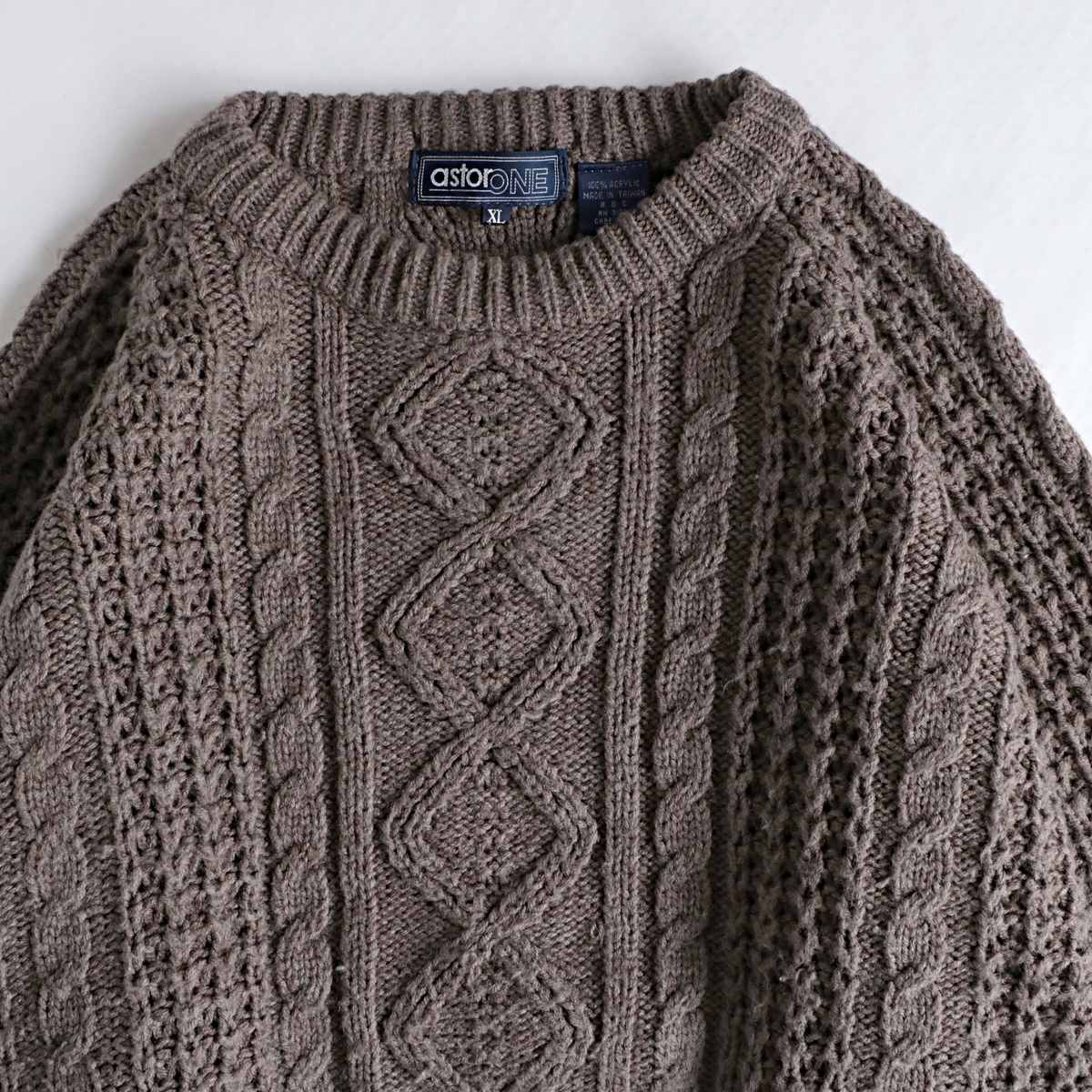 astor one フィッシャーマン アラン ニット アクリル セーター 古着