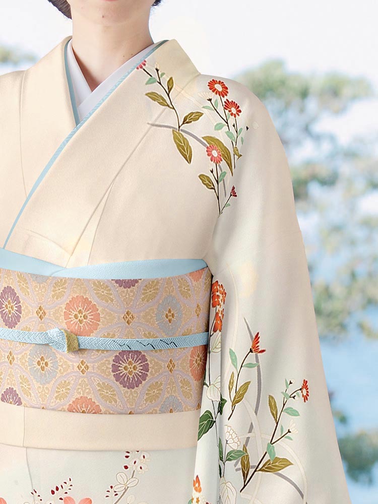 高級訪問着レンタル】h-441 菱健謹製 四季の花 MLサイズ 四季の花