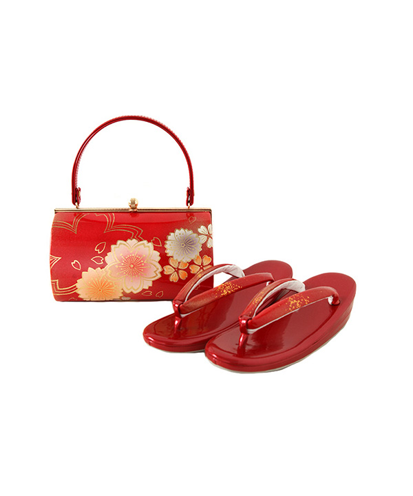 オプション小物レンタル】草履バッグセット(訳あり) 桜柄 4枚芯