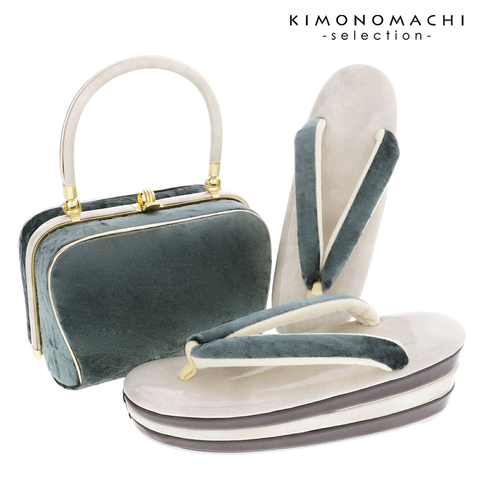 振袖草履バッグセット ベルベット 「アイスブルー」 Fサイズ(M～L