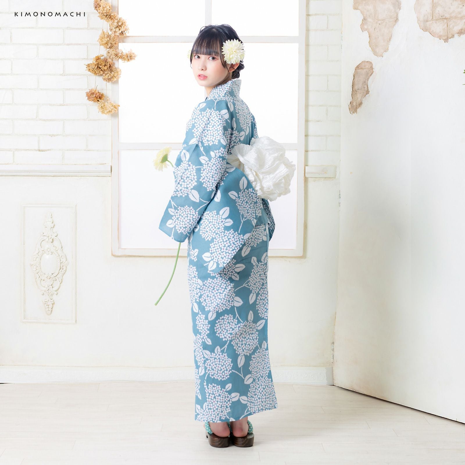 セパレート レディース浴衣 3点セット（二部式浴衣＋しわ兵児帯＋下駄