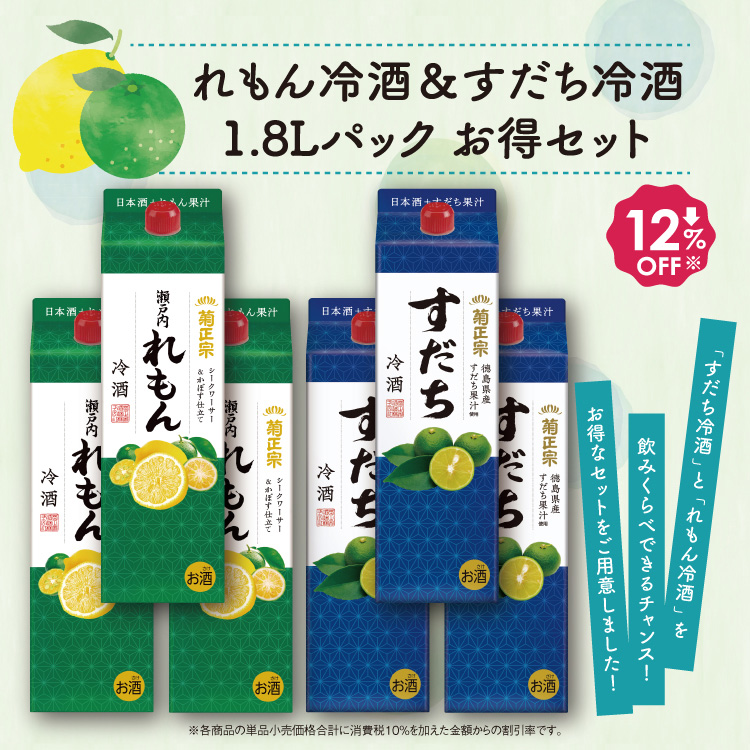 菊正宗 れもん冷酒＆すだち冷酒1.8Lパック お得セット」 | ≪公式≫菊