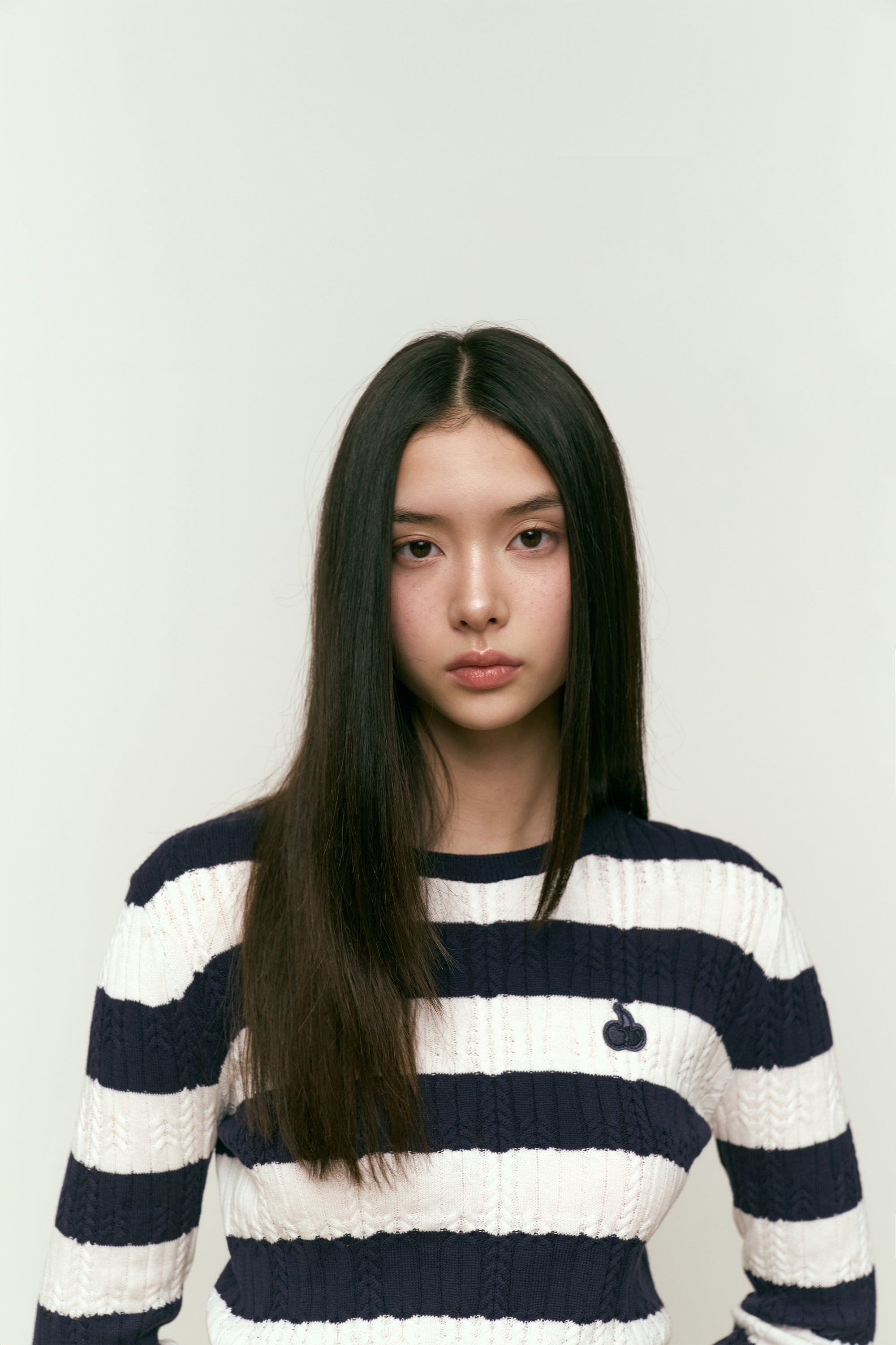 スモールチェリーストライプクロップニット【レッド】