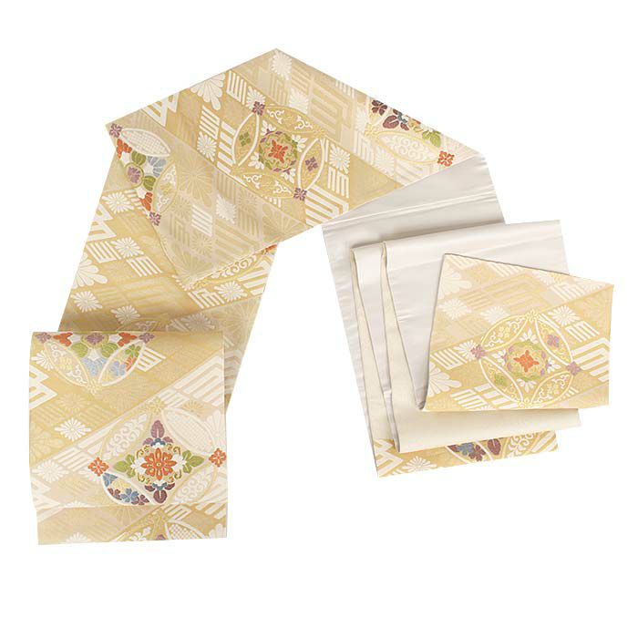 袋帯 帯 フォーマル 礼装 黒留袖 色留袖 訪問着 薄黄 七宝 華紋 唐織