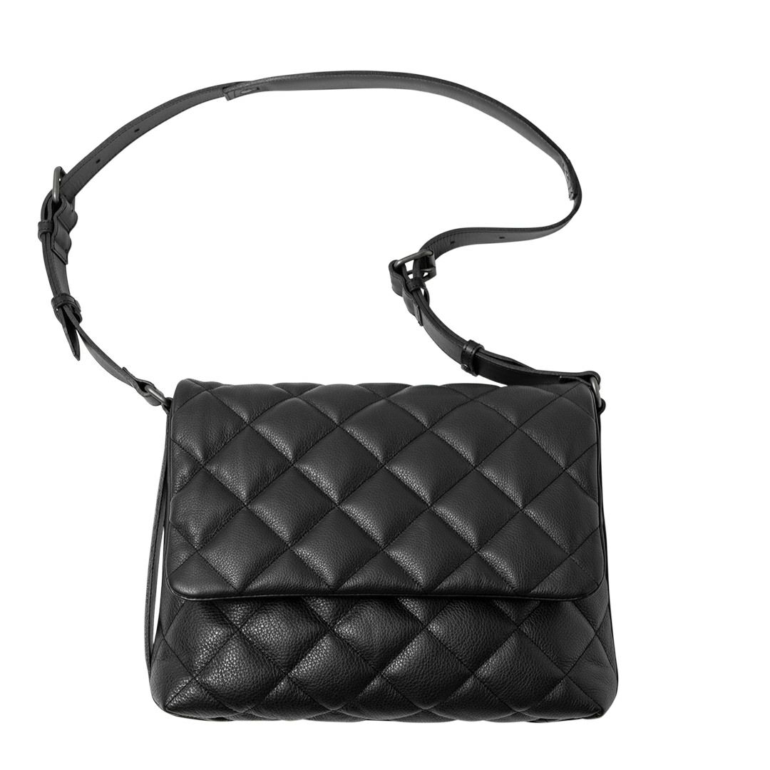 ソフトシュリンクレザー フラップショルダーバッグ/キルティング | TCQ