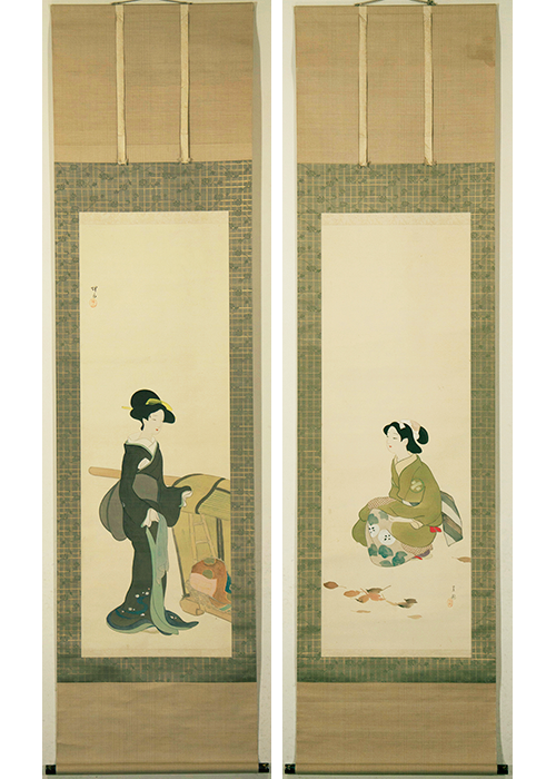 池田蕉園・池田輝方 山鴽籠 夫婦合作 双幅 | 古美術瀬戸