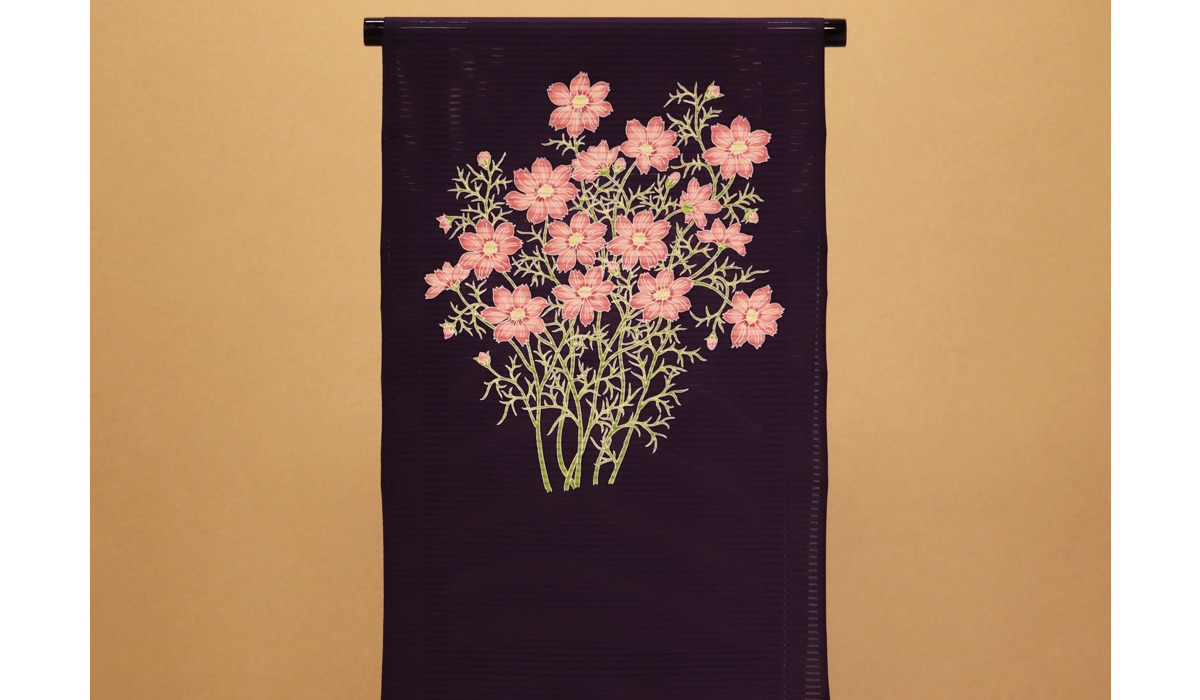染帯 名古屋帯 夏帯 手描き友禅 腰原きもの工房 秋桜