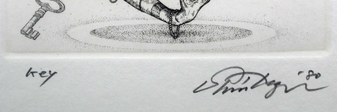 多賀新「Salome・Prism・Key（蔵書票）」エッチング（銅版画） 絵画