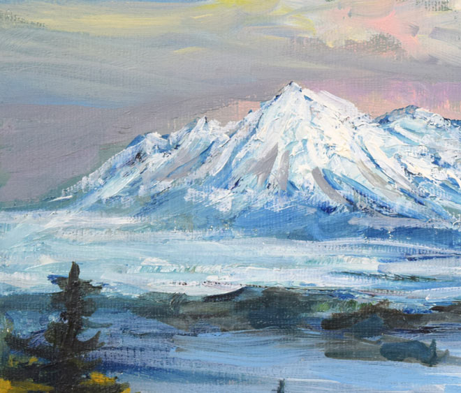 高橋益之「大雪山風景」油絵・SM 絵画買取・販売の小竹美術