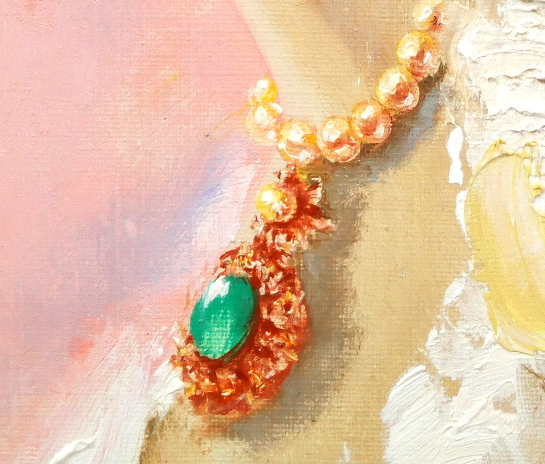 鶴岡義雄「マドモアゼル」油絵・F4号 絵画買取・販売の小竹美術