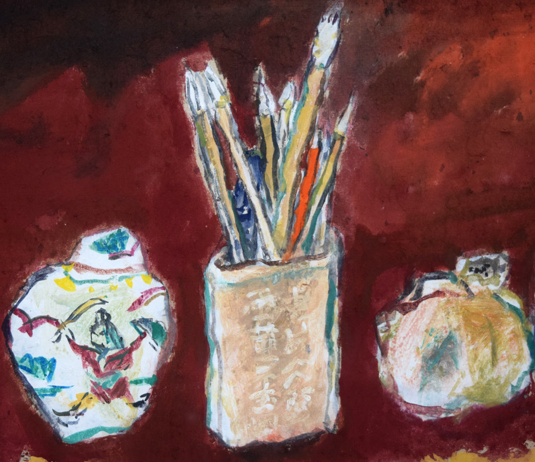 山谷芳弘「筆と器」紙に彩色・20号 絵画買取・販売の小竹美術