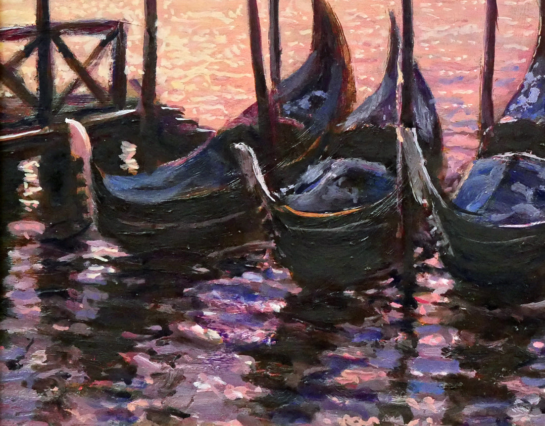 吉本哲「ヴェネチア夜明け（イタリア）」油絵・F4号 絵画買取・販売の