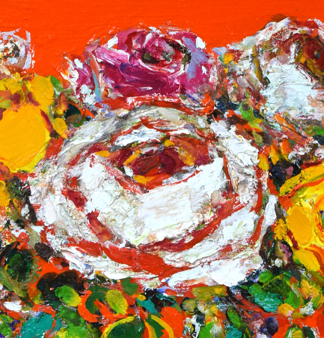 安食慎太郎「バラ」油絵・F10号 絵画買取・販売の小竹美術