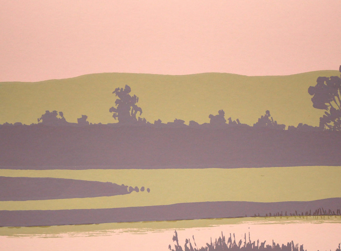 本間武男「湿原暮色（釧路）」シルクスクリーン版画 絵画買取・販売の