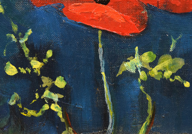 岩船修三「ひなげしの花」油絵・F4号 絵画買取・販売の小竹美術