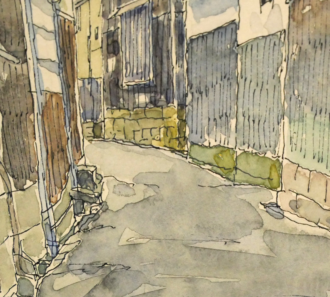 伊藤正「倉敷（奈良萬の小路）」水彩画・4号 絵画買取・販売の小竹美術