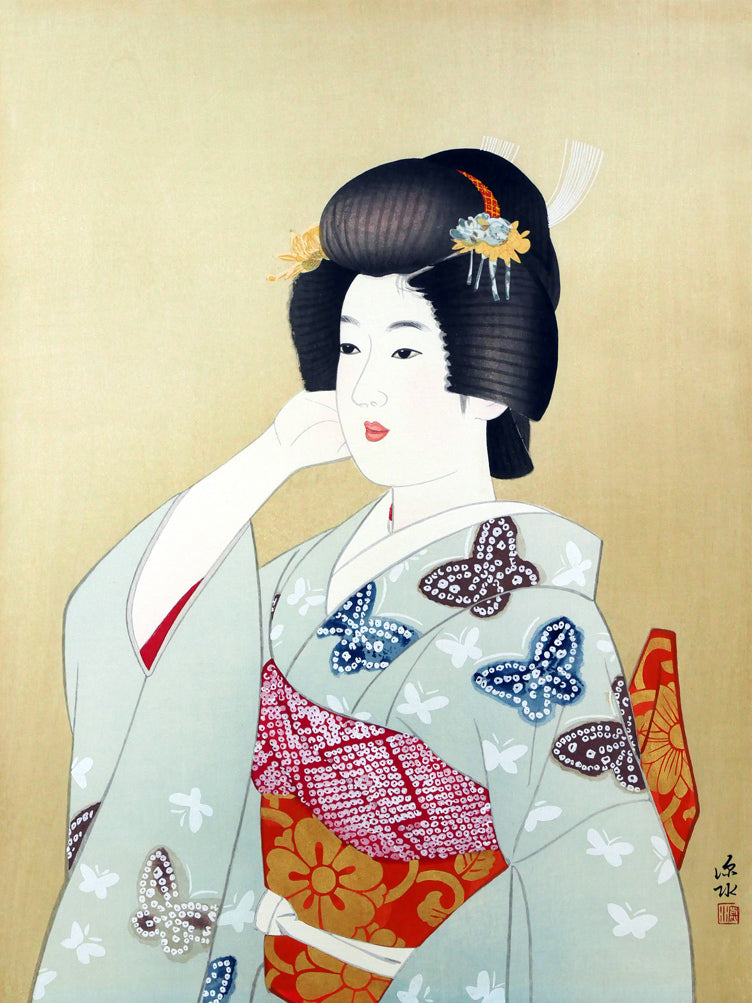 伊東深水「初島田」木版画 絵画買取・販売の小竹美術