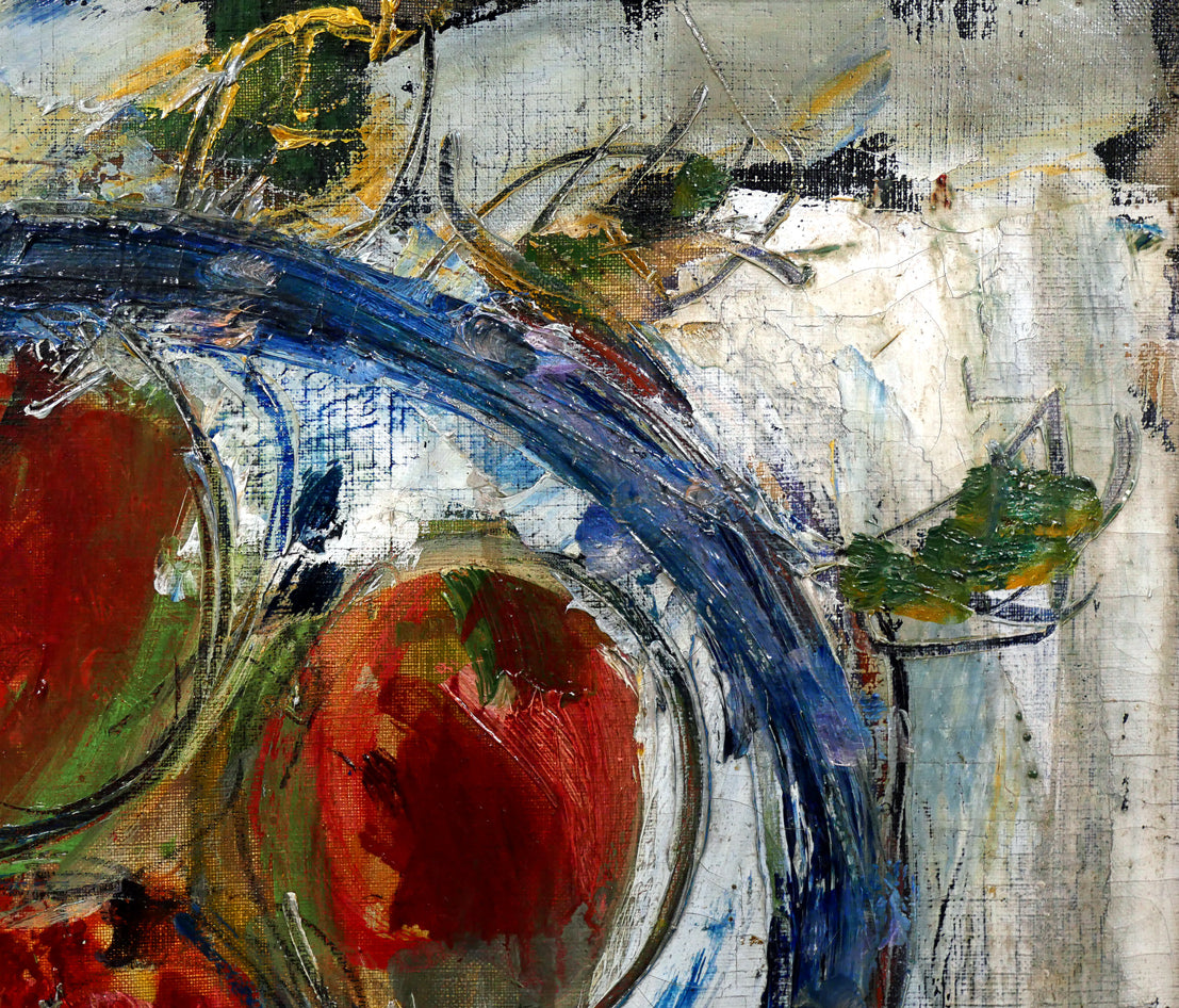 木田金次郎「りんごと白い皿」油絵・F8号 絵画買取・販売の小竹美術