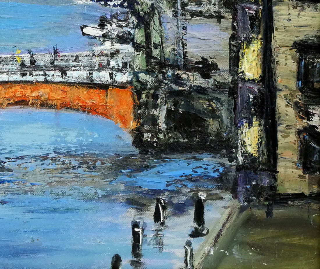 木島務「釧路幣舞橋」油絵・F8号 絵画買取・販売の小竹美術