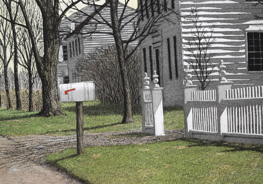 キャロル コレット （Carol COLLETTE）「White Fence」銅版画に手彩色